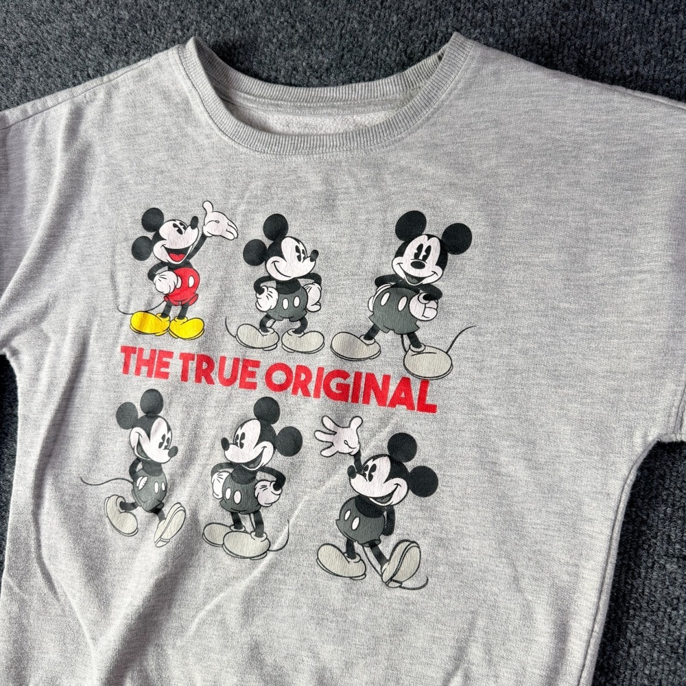 Disney Mickey Mouse The True Original Sweatshirt Womens‎ XS Heather Gray Graphic - Picture 2 of 8